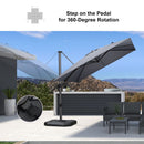 PURPLE LEAF Lateral Tilt Patio Umbrella with Base, 360° Swivel Cantilever Umbrella with Stand