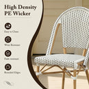 PURPLE LEAF French Bistro Patio Dining Set Aluminum Frame Dining  Furniture with PE Rattan Bamboo Print Finish Dining Chairs for Deck Pool Garden