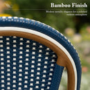PURPLE LEAF French Bistro Patio Dining Set Aluminum Frame Dining  Furniture with PE Rattan Bamboo Print Finish Dining Chairs for Deck Pool Garden