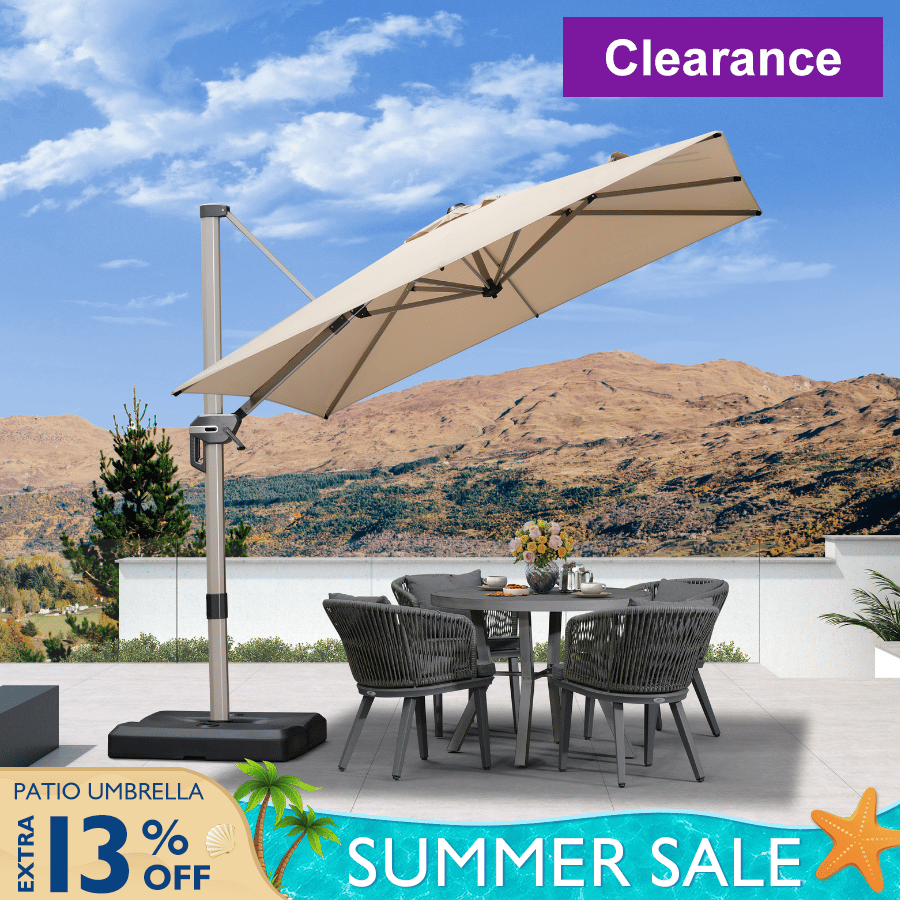 10x10ft Patio Umbrella, Deluxe Square Garden Umbrella, Beige