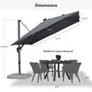 Clearance - PURPLE LEAF OPEN BOX Square Tiltable Patio Umbrella with Lights