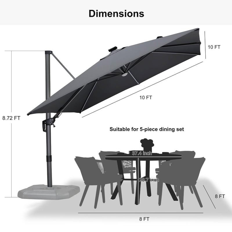 Clearance - PURPLE LEAF OPEN BOX Square Tiltable Patio Umbrella with Lights