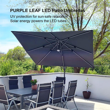 led patio umbrella wind Cantilever with Solar Lights Bianchi E-Impulso Road Ultegra size-11w powder coated steel pole SELECT FABRIC COLOR:Cast Breeze