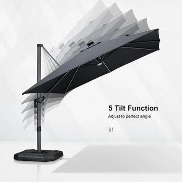 10ft solar led lighted patio umbrella w tilt adjustment Light Grey Umbrella, Light Color:SP03Q-14 Rain Cover for Hiking Create the perfect patio BR-Active