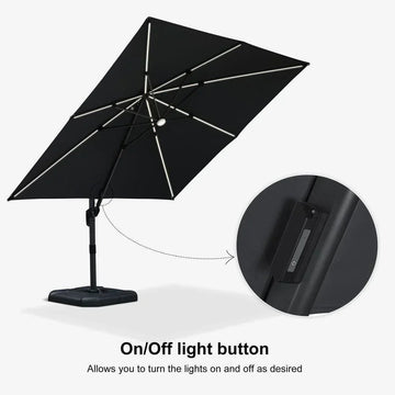 10x10 patio umbrella with lights 10ft Light Grey Umbrella, Solar Light Elevate your patio with sub:shade Mondawe 6 FT Tiki Color:Gloss Black / XL