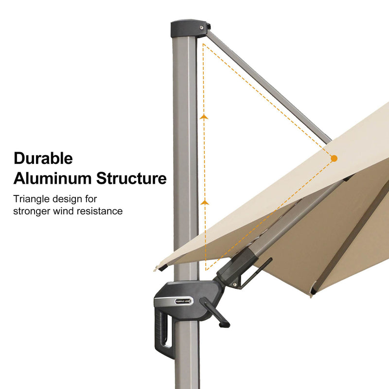 PURPLE LEAF Deluxe Left-Right Tilting Patio Umbrella Outdoor Swivel Cantilever Umbrellas
