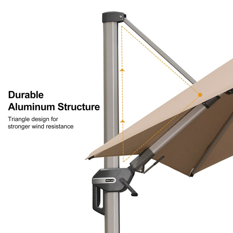 PURPLE LEAF Deluxe Left-Right Tilting Patio Umbrella Outdoor Swivel Cantilever Umbrellas