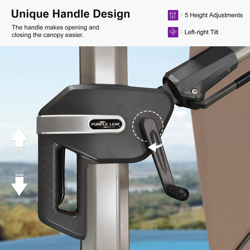 PURPLE LEAF Deluxe Left-Right Tilting Patio Umbrella Outdoor Swivel Cantilever Umbrellas