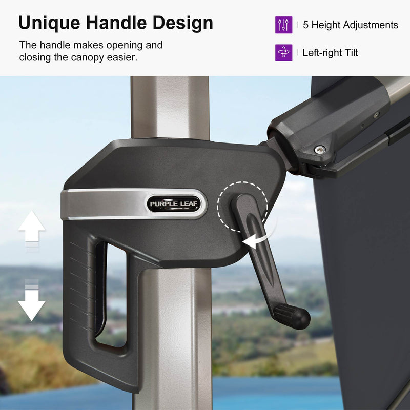 PURPLE LEAF Deluxe Left-Right Tilting Patio Umbrella Outdoor Swivel Cantilever Umbrellas