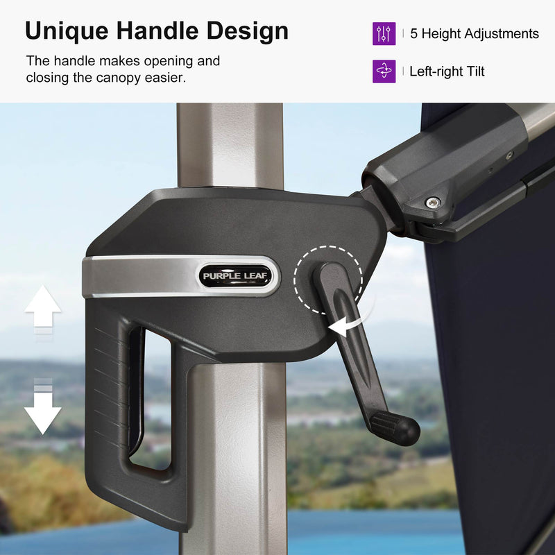 PURPLE LEAF Deluxe Left-Right Tilting Patio Umbrella Outdoor Swivel Cantilever Umbrellas