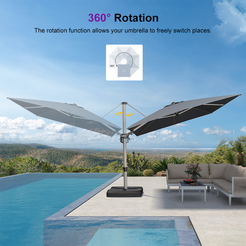 PURPLE LEAF Deluxe Left-Right Tilting Patio Umbrella Outdoor Swivel Cantilever Umbrellas
