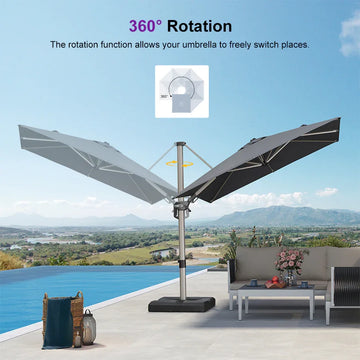 large tiltable patio umbrella PURPLE LEAF Deluxe Left-Right Tilting Outdoor Swivel Cantilever Umbrellas Aluminum Height Chalcidian Helmet - Reproduction kayak catfish line Sizes:Large