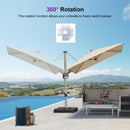 PURPLE LEAF Deluxe Left-Right Tilting Patio Umbrella Outdoor Swivel Cantilever Umbrellas