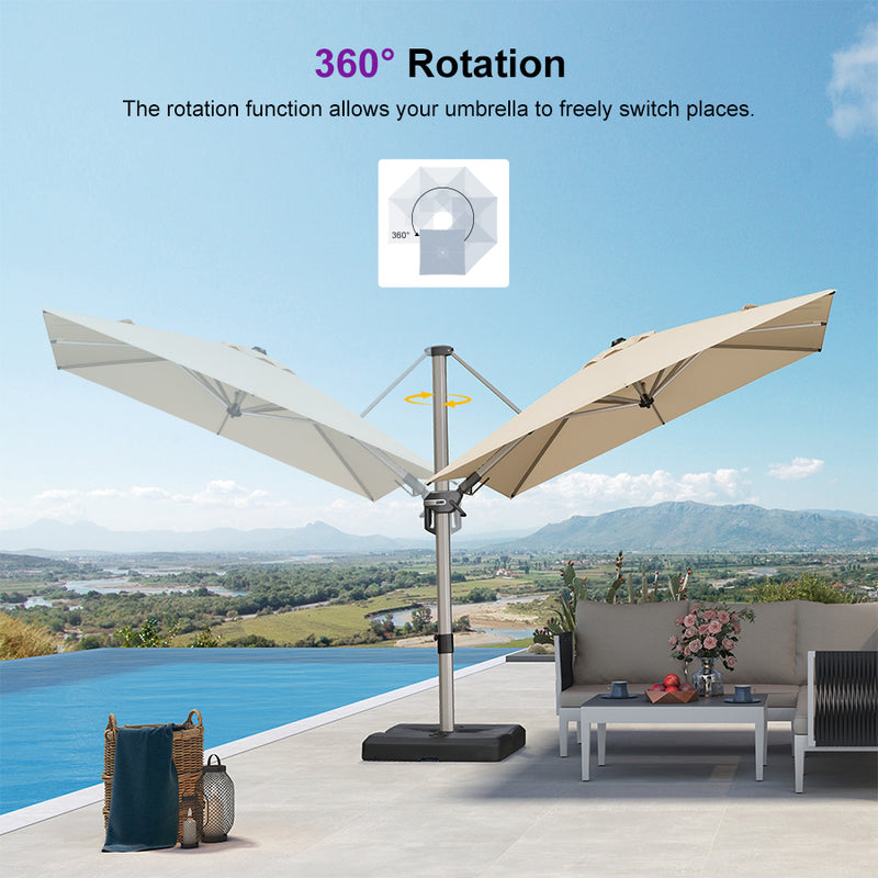 PURPLE LEAF Deluxe Left-Right Tilting Patio Umbrella Outdoor Swivel Cantilever Umbrellas