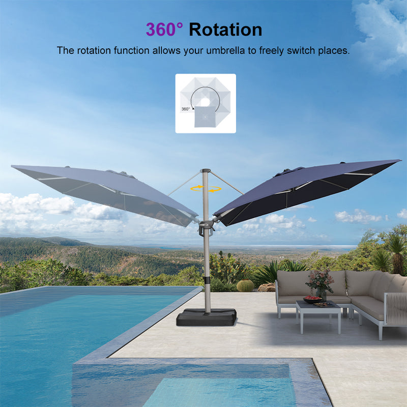 PURPLE LEAF Deluxe Left-Right Tilting Patio Umbrella Outdoor Swivel Cantilever Umbrellas