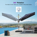 PURPLE LEAF Deluxe Left-Right Tilting Patio Umbrella Outdoor Swivel Cantilever Umbrellas