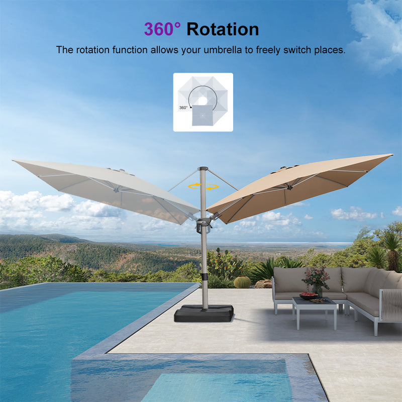 PURPLE LEAF Deluxe Left-Right Tilting Patio Umbrella Outdoor Swivel Cantilever Umbrellas