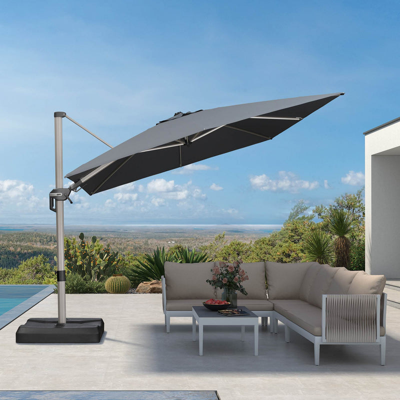 PURPLE LEAF Deluxe Left-Right Tilting Patio Umbrella Outdoor Swivel Cantilever Umbrellas