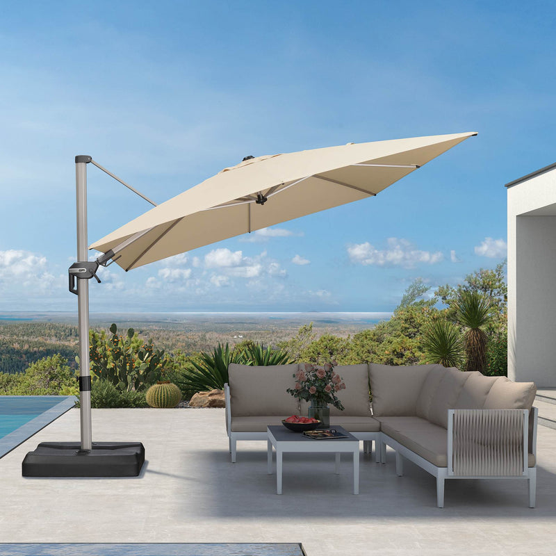 PURPLE LEAF Deluxe Left-Right Tilting Patio Umbrella Outdoor Swivel Cantilever Umbrellas