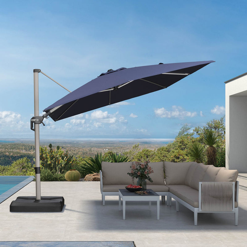 PURPLE LEAF Deluxe Left-Right Tilting Patio Umbrella Outdoor Swivel Cantilever Umbrellas