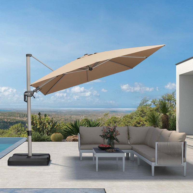 PURPLE LEAF Deluxe Left-Right Tilting Patio Umbrella Outdoor Swivel Cantilever Umbrellas