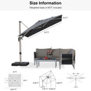 PURPLE LEAF Deluxe Left-Right Tilting Patio Umbrella Outdoor Swivel Cantilever Umbrellas