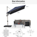 PURPLE LEAF Deluxe Left-Right Tilting Patio Umbrella Outdoor Swivel Cantilever Umbrellas