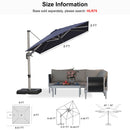 PURPLE LEAF Deluxe Left-Right Tilting Patio Umbrella Outdoor Swivel Cantilever Umbrellas