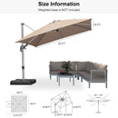 PURPLE LEAF Deluxe Left-Right Tilting Patio Umbrella Outdoor Swivel Cantilever Umbrellas