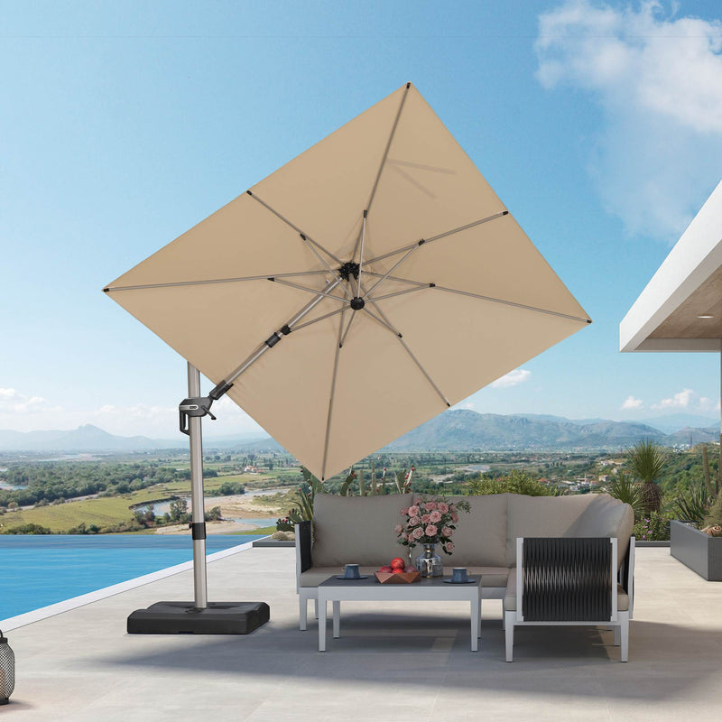 PURPLE LEAF Deluxe Left-Right Tilting Patio Umbrella Outdoor Swivel Cantilever Umbrellas