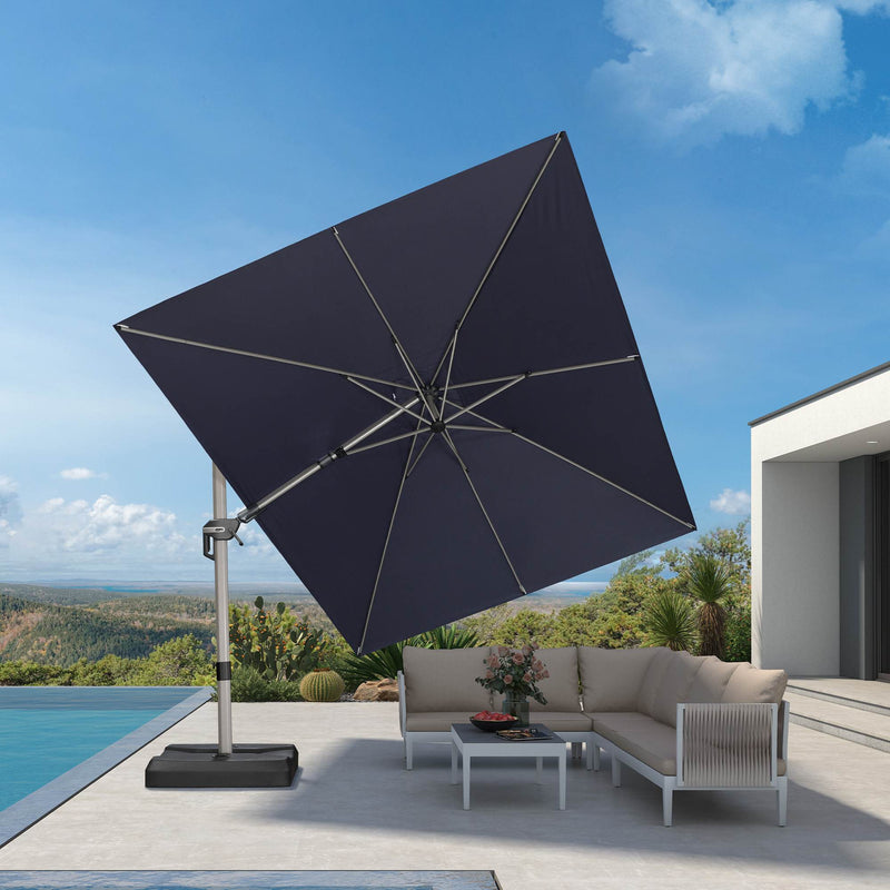 PURPLE LEAF Deluxe Left-Right Tilting Patio Umbrella Outdoor Swivel Cantilever Umbrellas