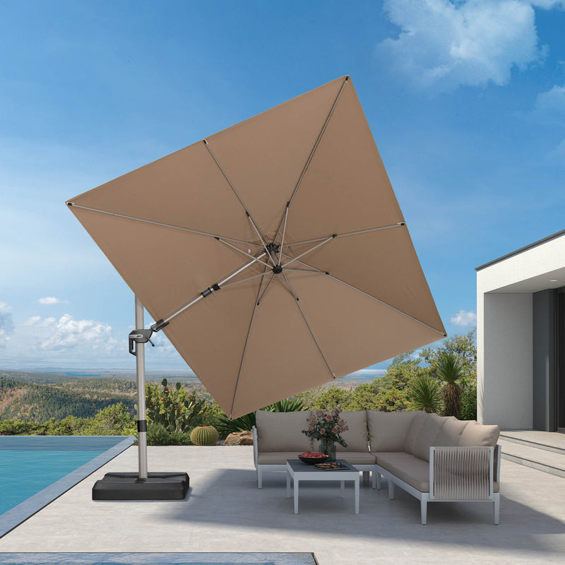 PURPLE LEAF Deluxe Left-Right Tilting Patio Umbrella Outdoor Swivel Cantilever Umbrellas