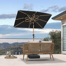PURPLE LEAF Patio Market Umbrella Aluminum Outdoor Table Umbrella with Wood Color