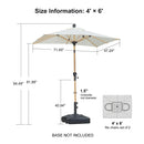 PURPLE LEAF Patio Market Umbrella Aluminum Outdoor Table Umbrella with Wood Color