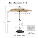 PURPLE LEAF Patio Market Umbrella Aluminum Outdoor Table Umbrella with Wood Color