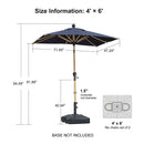 PURPLE LEAF Patio Market Umbrella Aluminum Outdoor Table Umbrella with Wood Color
