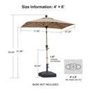 PURPLE LEAF Patio Market Umbrella Aluminum Outdoor Table Umbrella with Wood Color