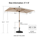 PURPLE LEAF Patio Market Umbrella Aluminum Outdoor Table Umbrella with Wood Color