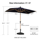 PURPLE LEAF Patio Market Umbrella Aluminum Outdoor Table Umbrella with Wood Color