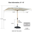 PURPLE LEAF Patio Market Umbrella Aluminum Outdoor Table Umbrella with Wood Color