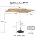 PURPLE LEAF Patio Market Umbrella Aluminum Outdoor Table Umbrella with Wood Color