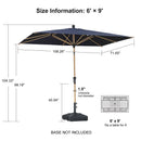 PURPLE LEAF Patio Market Umbrella Aluminum Outdoor Table Umbrella with Wood Color