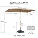 PURPLE LEAF Patio Market Umbrella Aluminum Outdoor Table Umbrella with Wood Color