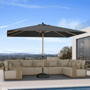 PURPLE LEAF Patio Market Umbrella Aluminum Outdoor Table Umbrella with Wood Color