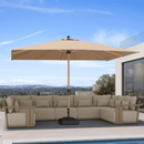 PURPLE LEAF Patio Market Umbrella Aluminum Outdoor Table Umbrella with Wood Color