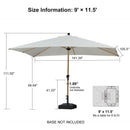 PURPLE LEAF Patio Market Umbrella Aluminum Outdoor Table Umbrella with Wood Color