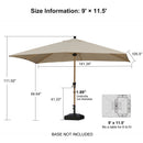PURPLE LEAF Patio Market Umbrella Aluminum Outdoor Table Umbrella with Wood Color