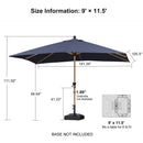 PURPLE LEAF Patio Market Umbrella Aluminum Outdoor Table Umbrella with Wood Color