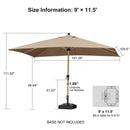 PURPLE LEAF Patio Market Umbrella Aluminum Outdoor Table Umbrella with Wood Color