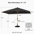 PURPLE LEAF Patio Market Umbrella Aluminum Outdoor Table Umbrella with Wood Color